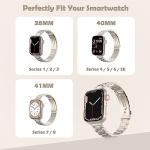 MoKo Slim Metal Band Compatible with Apple Watch Series 11/10 42mm, 9/8/7 41mm, SE3/SE2/SE/6/5/4 40mm, 3/2/1 38mm, Stainless Steel Thin Band Replacement Strap iWatch Wristband for Women, Starlight