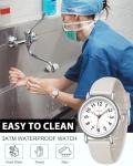 CIVO Nurse Watch for Women Men: Waterproof Nursing Easy Read Dial Wristwatch - Analog Watches for Ladies Students Beige 12/24 Hour with Second Hand