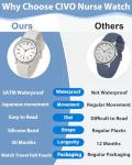 CIVO Nurse Watch for Women Men: Waterproof Nursing Easy Read Dial Wristwatch - Analog Watches for Ladies Students Beige 12/24 Hour with Second Hand