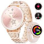 SUNKTA Smart Watch for Women (Answer/Make Call),1.27" Curved Display​ Smartwatch with Female Cycle/Sleep Monitor,5ATM Waterproof Fitness Tracker 100 Sport Modes Pedometer for Android/iOS,Gold Diamond