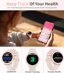 SUNKTA Smart Watch for Women (Answer/Make Call),1.27" Curved Display​ Smartwatch with Female Cycle/Sleep Monitor,5ATM Waterproof Fitness Tracker 100 Sport Modes Pedometer for Android/iOS,Gold Diamond