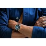 Citizen Men's Eco-Drive Chronograph Sport Casual Avion Watch, Rose Gold Stainless Steel with Brown Leather Strap, Blue Dial (Model: CA4213-18L)