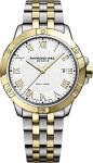 Raymond Weil Tango Classic Men's Watch, Quartz, White Dial, Roman Numerals, Two-Tone, Stainless Steel Bracelet with Yellow-Gold PVD Plating, 41 mm (Model: 8160-STP-00308)