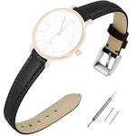 EACHE 12mm Leather Watch Bands for Women Ladies Quick Release Black Leather Watch Band Replacement Strap with Silver Buckle