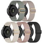Kollody 5 Pack Stretchy Nylon Watch Bands Compatible with Garmin Vivoactive 5/6/Forerunner 55/165,20mm Soft Elastic Fabric Adjustable Replacement Sport Straps for Garmin Venu Sq 2 Women Men
