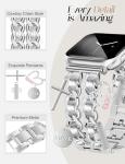 Silver Watch Bands for Women Compatible with Apple Watch Band 38mm 40mm 41mm 42mm (S11/10) Adjustable Unique Charms Metal Strap Cowboy Chain Bracelet for iWatch Series 11/10/9/8/7/6/5/4/3/2/1/SE