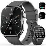 MFVLP Smart Watch for Men Women, 1.85'' AMOLED HD Fitness Watch with 120+ Sports Modes, Bluetooth Call/Heart Rate/Sleep Monitor/Pedometer, Smartwatch for Android iOS, IP68 Waterproof, Black