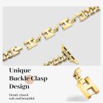 Newlibery Slim Gold Band for Women Feminine Elegant Compatible with Apple Watch 38mm 40mm 41mm 42mm (S10/11) Adjustable Metal Strap Dressy Chain Bracelet for iWatch Series 11/10/9/8/7/6/5/4/SE/3/2/1