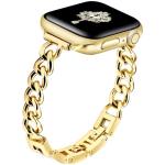 Newlibery Slim Gold Band for Women Feminine Elegant Compatible with Apple Watch 38mm 40mm 41mm 42mm (S10/11) Adjustable Metal Strap Dressy Chain Bracelet for iWatch Series 11/10/9/8/7/6/5/4/SE/3/2/1