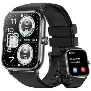 QONBINK Smart Watch for Men Women (Answer/Make Call) 1.85" HD Touch Screen Fitness Tracker, 120+ Sport Modes, 24/7 Heart Rate/Sleep Monitor/Pedometer/Calories, Fitness Watch for Android/iOS (Black)