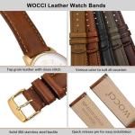 WOCCI 20mm Watch Band for Men and Women, Genuine Leather - Top Grain Leather, Quick Release Strap, Golden Buckle (Golden Brown)