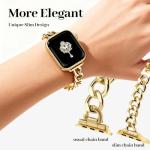Newlibery Slim Gold Band for Women Feminine Elegant Compatible with Apple Watch 38mm 40mm 41mm 42mm (S10/11) Adjustable Metal Strap Dressy Chain Bracelet for iWatch Series 11/10/9/8/7/6/5/4/SE/3/2/1