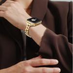 Newlibery Slim Gold Band for Women Feminine Elegant Compatible with Apple Watch 38mm 40mm 41mm 42mm (S10/11) Adjustable Metal Strap Dressy Chain Bracelet for iWatch Series 11/10/9/8/7/6/5/4/SE/3/2/1