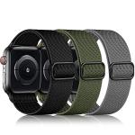 DaQin 3 Pack Stretchy Solo Loop Compatible with Apple Watch Bands for Men 42mm 41mm 40mm 38mm, Soft Nylon Braided Elastic Strap for iWatch Band Series 11 10 9 8 7 6 5 4 3 SE Ultra 3 Ultra 2 Ultra