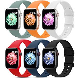 6 Pack Sport Bands Compatible with Apple Watch Band 38mm 40mm 41mm 42mm 44mm 45mm 49mm 46mm,Silicone Waterproof Strap for iWatch Apple Watch Series 11 10 9 Ultra 8 7 6 5 4 3 2 1 SE Women Men