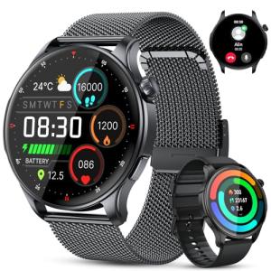 Smart Watch for Men Women Fitness: Make Answer Call Running Digital Mens Watches Waterproof Smartwatch Android Phone iPhone Samsung Compatible Step Pedometer Tracker Heart Rate Sleep SpO2 Monitor