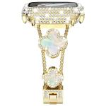 Surace Compatible with Gold Apple Watch Bands 40mm for Women, Jewelry Diamond Rhinestone Stainless Steel Metal Wristband Strap with Bling PC Protective Case for iWatch Series 6/5/4 SE, Gold/Rainbow