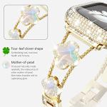 Surace Compatible with Gold Apple Watch Bands 40mm for Women, Jewelry Diamond Rhinestone Stainless Steel Metal Wristband Strap with Bling PC Protective Case for iWatch Series 6/5/4 SE, Gold/Rainbow