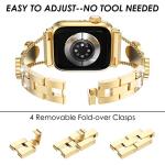 Surace Compatible with Gold Apple Watch Bands 40mm for Women, Jewelry Diamond Rhinestone Stainless Steel Metal Wristband Strap with Bling PC Protective Case for iWatch Series 6/5/4 SE, Gold/Rainbow