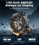 LIGE Military Smart Watch for Men iPhone Android 1.43" HD Amoled Rugged 110+ Sport Modes IP68 Waterproof Answer/Make Call Fitness Running Heart Rate Blood Pressure Health Mens Smartwatch