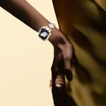 Surace Compatible with Gold Apple Watch Bands 40mm for Women, Jewelry Diamond Rhinestone Stainless Steel Metal Wristband Strap with Bling PC Protective Case for iWatch Series 6/5/4 SE, Gold/Rainbow