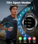 LIGE Military Smart Watch for Men iPhone Android 1.43" HD Amoled Rugged 110+ Sport Modes IP68 Waterproof Answer/Make Call Fitness Running Heart Rate Blood Pressure Health Mens Smartwatch