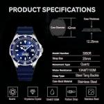 Stuhrling Original Men's Watch Dive Watch Silver 42 MM Case with Screw Down Crown Rubber Strap Water Resistant to 330 FT (Black)