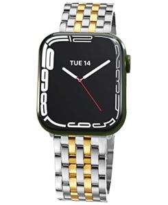 Seven-link Watch Bands for Apple Watch Series 11,10,9,8,7,6,5,4,3,2,1 and SE 3/2/1 for Women, Dressy Stainless Steel Metal Band for Apple Watch 40mm 41mm 42mm 38mm for iWatch, Two-Tone Silver/Gold