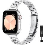 STIROLL Thin Replacement Band Compatible for Apple Watch 38mm 40mm 41mm 42mm(Series 11 10), Stainless Steel Metal Wristband Women Men for iWatch Ultra SE Series 9 8 7 6 5 4 3 2 1, Silver