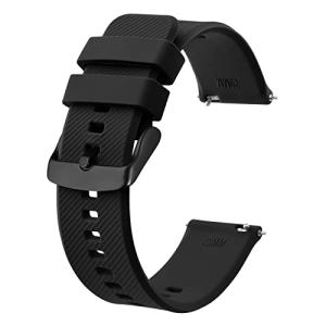 BISONSTRAP Watch Strap 22mm, Quick Release Silicone Watch Bands for Men Women (Black, Black Buckle)