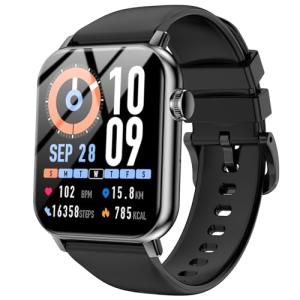 Smart Watches for Men Women, 1.83" HD Touchscreen Fitness Tracker with Bluetooth Calls, IP68 Waterproof, 120+ Sport Modes, 7-Day Battery, 24/7 Heart Rate & Sleep Monitor for iPhone Android iOS (Black)