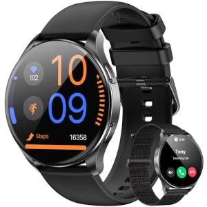 Blackview Smart Watch for Women Men (Make/Answer Calls),1.43''AMOLED Touchscreen Fitness Tracker with 100+ Sports Modes, Heart Rate/SpO2/Sleep Monitor/2 Straps, Smartwatch for iPhone & Android