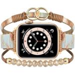 MOFREE Boho Leather Bracelet Compatible with Apple Watch Band for Women 42mm/44mm/45mm/49mm/46mm, Handmade Natural Stone Beaded Wrap Strap Bands for iWatch Series 11/10/9/8/7/6/5/4/3/2/1/SE Band Brown