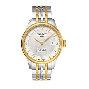 Tissot Mens Le Locle COSC 316L Stainless Steel case with Yellow Gold PVD Coating Swiss Automatic Watch, Grey, Stainless Steel, 19 (T0064082203700)
