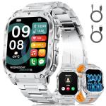 LIGE SMART 2.0" Military Smart Watch for Men with Flashlight, Make/Answer Calls, 1000mAh, IP68 Waterproof, 100+ Sport Modes Fitness Tracker for Workout Outdoor iOS Android Compatible, Silver