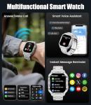 LIGE SMART 2.0" Military Smart Watch for Men with Flashlight, Make/Answer Calls, 1000mAh, IP68 Waterproof, 100+ Sport Modes Fitness Tracker for Workout Outdoor iOS Android Compatible, Silver