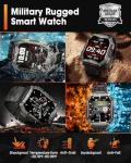 Smart Watches for Men, 1.95'' Fitness Watch: Military Smart Watch with 100 Days Battery Life/Call/Flashlight, Waterproof Sport Smartwatch for Android iPhone Sleep/SpO2/Heart Rate Monitor/Step Tracker