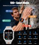 LIGE SMART 2.0" Military Smart Watch for Men with Flashlight, Make/Answer Calls, 1000mAh, IP68 Waterproof, 100+ Sport Modes Fitness Tracker for Workout Outdoor iOS Android Compatible, Silver