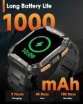 Smart Watches for Men, 1.95'' Fitness Watch: Military Smart Watch with 100 Days Battery Life/Call/Flashlight, Waterproof Sport Smartwatch for Android iPhone Sleep/SpO2/Heart Rate Monitor/Step Tracker