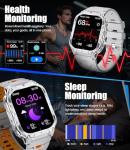 LIGE SMART 2.0" Military Smart Watch for Men with Flashlight, Make/Answer Calls, 1000mAh, IP68 Waterproof, 100+ Sport Modes Fitness Tracker for Workout Outdoor iOS Android Compatible, Silver