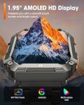 Smart Watches for Men, 1.95'' Fitness Watch: Military Smart Watch with 100 Days Battery Life/Call/Flashlight, Waterproof Sport Smartwatch for Android iPhone Sleep/SpO2/Heart Rate Monitor/Step Tracker