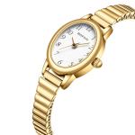 BOFAN Small Gold Watches for Women Easy Read Ladies Quartz Wrist Watch with Stainless Steel Expansion Band,Waterproof.（6.10in-6.89in）