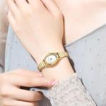 BOFAN Small Gold Watches for Women Easy Read Ladies Quartz Wrist Watch with Stainless Steel Expansion Band,Waterproof.（6.10in-6.89in）