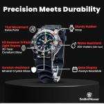 Smith & Wesson 357 Series Swiss Tritium H3 Tactical Military Watch, 20ATM Waterproof Men's Diver Tiempeice With Analog Display, 45mm Field Watch With Rubber Strap, Swiss Parts, Thailand Movement