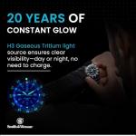 Smith & Wesson 357 Series Swiss Tritium H3 Tactical Military Watch, 20ATM Waterproof Men's Diver Tiempeice With Analog Display, 45mm Field Watch With Rubber Strap, Swiss Parts, Thailand Movement