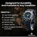 Smith & Wesson 357 Series Swiss Tritium H3 Tactical Military Watch, 20ATM Waterproof Men's Diver Tiempeice With Analog Display, 45mm Field Watch With Rubber Strap, Swiss Parts, Thailand Movement
