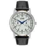 Citizen Men's Eco-Drive Corso Classic Watch in Stainless Steel with Black Leather Strap, Ivory Dial, 42mm (Model: AO9000-06B)