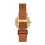 Skagen Women's Signatur Lille Two-Hand Gold Stainless Steel and Brown Leather Band Watch (Model: SKW3121)