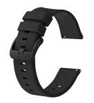 BISONSTRAP Silicone Watch Bands, Slim Watch Straps with Quick Release, 18mm, Black with Black Buckle