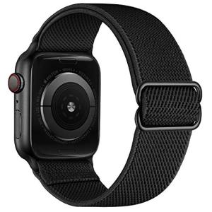 OXWALLEN XL Stretch Solo Loop Band Compatible with Apple Watch Series 11/10/9/8/7/6/5/4 SE Ultra 3/2/1 49mm 46mm 45mm 44mm, Adjustable Elastic Nylon Braided Sport Strap for iWatch Women Men, Black